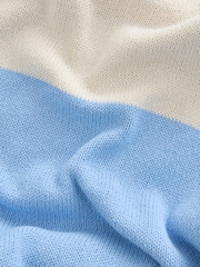Blue/White Stripe Knitted Bandeau Dress With Flower Corsage - Image 7 of 7