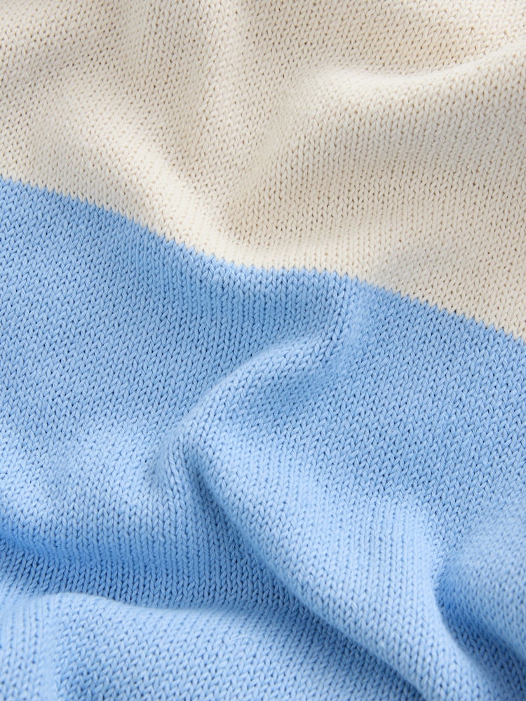 Blue/White Stripe Knitted Bandeau Dress With Flower Corsage - Image 7 of 7