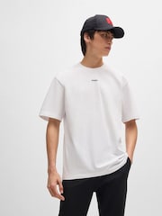 HUGO White Relaxed Fit 100% Cotton T-Shirt With Logo Print - Image 1 of 5