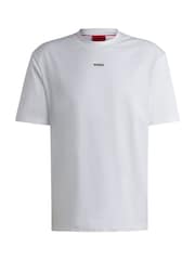 HUGO White Relaxed Fit 100% Cotton T-Shirt With Logo Print - Image 5 of 5