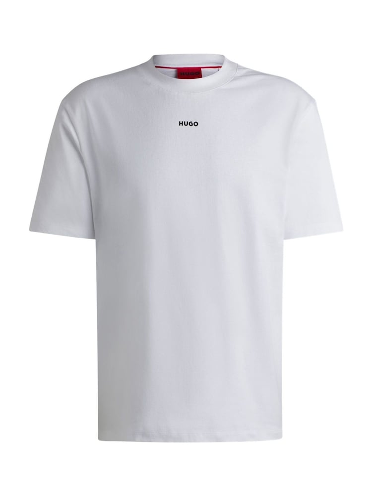 HUGO White Relaxed Fit 100% Cotton T-Shirt With Logo Print - Image 5 of 5