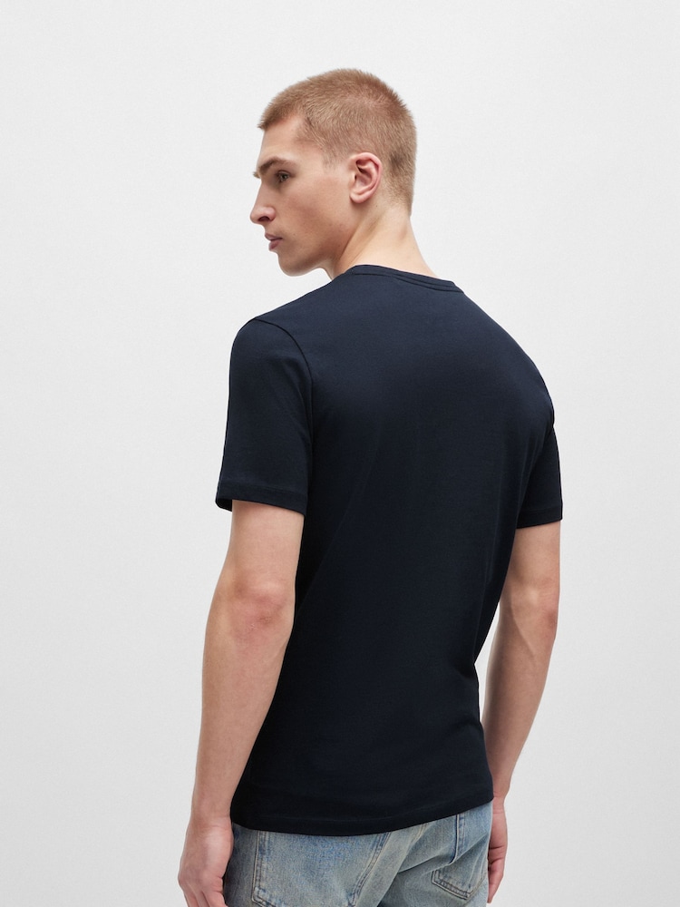 BOSS Blue Relaxed Fit Tales Logo Patch Jersey T-Shirt - Image 2 of 5