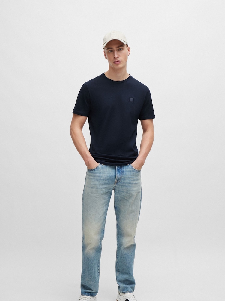 BOSS Blue Relaxed Fit Tales Logo Patch Jersey T-Shirt - Image 3 of 5
