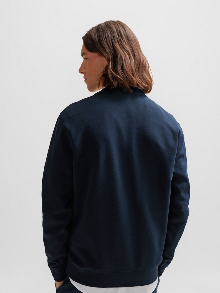 BOSS Blue Navy Westart Crew Neck Logo Sweat Top Jumper - Image 2 of 8 BOSS Blue Navy Westart Crew Neck Logo Sweat Top Jumper - Image 2 of 8