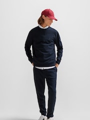 BOSS Blue Navy Westart Crew Neck Logo Sweat Top Jumper - Image 3 of 8
