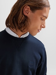 BOSS Blue Navy Westart Crew Neck Logo Sweat Top Jumper - Image 4 of 8