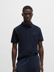 BOSS Navy Slim Fit Passenger Logo Patch Pique Polo Shirt - Image 1 of 5