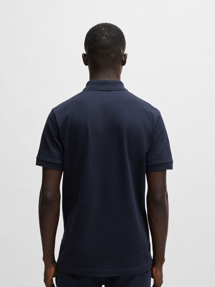 BOSS Navy Slim Fit Passenger Logo Patch Pique Polo Shirt - Image 2 of 5
