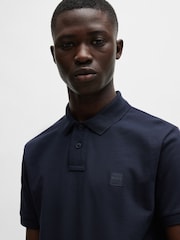 BOSS Navy Slim Fit Passenger Logo Patch Pique Polo Shirt - Image 4 of 5