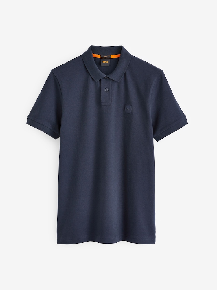 BOSS Navy Slim Fit Passenger Logo Patch Pique Polo Shirt - Image 5 of 5