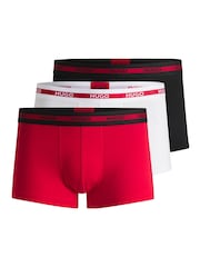 HUGO Red Logo Waistband Stretch Cotton Trunks 3 Pack - Image 1 of 7