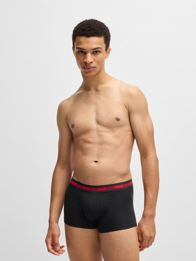 HUGO Red Logo Waistband Stretch Cotton Trunks 3 Pack - Image 2 of 7