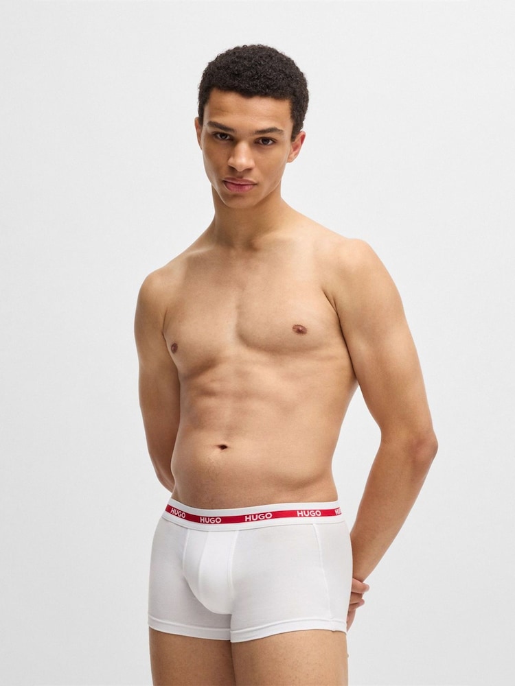 HUGO Red Logo Waistband Stretch Cotton Trunks 3 Pack - Image 7 of 7