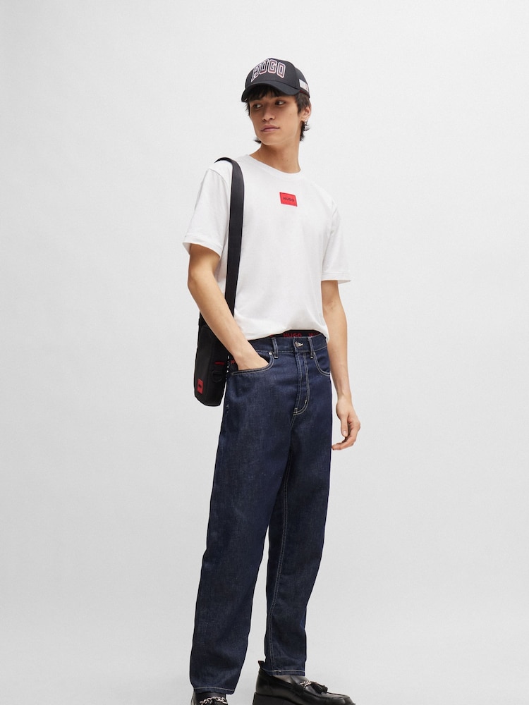 HUGO White Logo Label 100% Cotton Jersey T-Shirt - Image 3 of 5