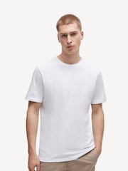 Blanco - BOSS Relaxed Fit Tales Logo Patch Jersey T-Shirt - Imagen 1 de 8