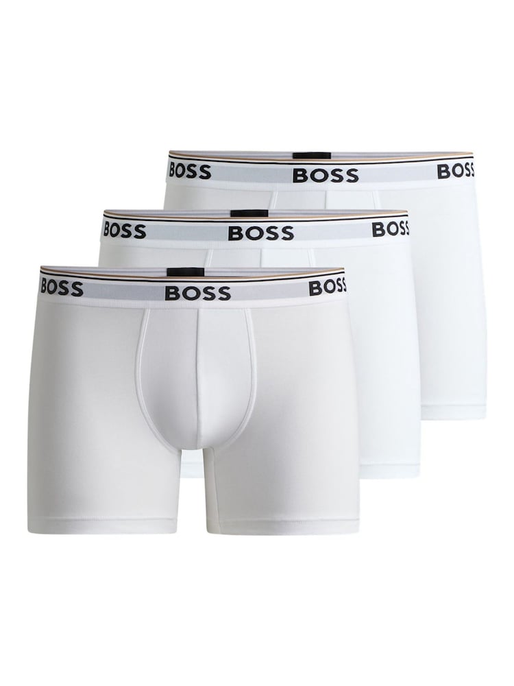 BOSS White Power Stretch Cotton 3 Pack Boxers - Image 1 of 5