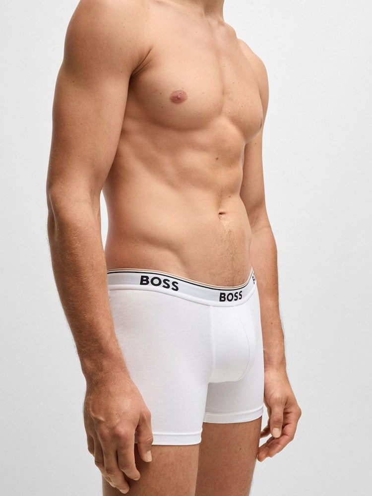 BOSS White Power Stretch Cotton 3 Pack Boxers - Image 5 of 5