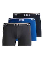 Бело-синяя - BOSS Power Stretch Cotton 3 Pack Boxers - Image 1 of 11