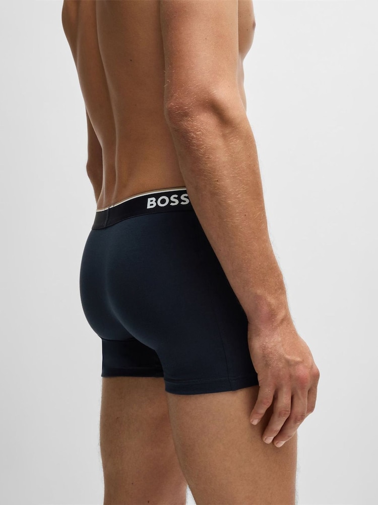Бело-синяя - BOSS Power Stretch Cotton 3 Pack Boxers - Image 11 of 11