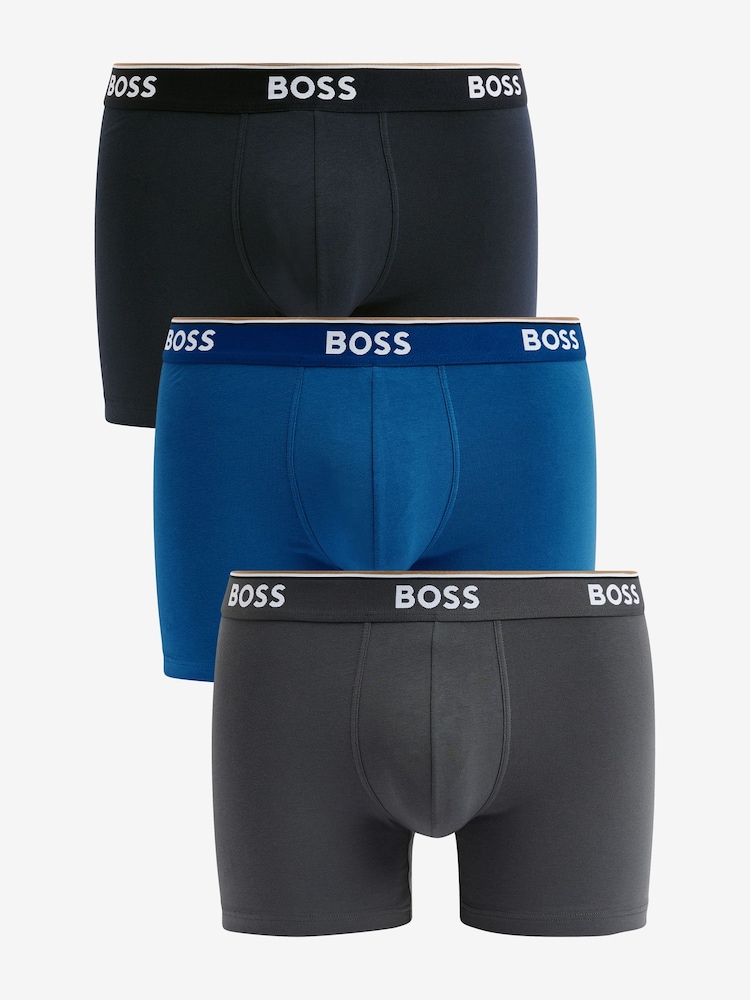 Бело-синяя - BOSS Power Stretch Cotton 3 Pack Boxers - Image 2 of 11