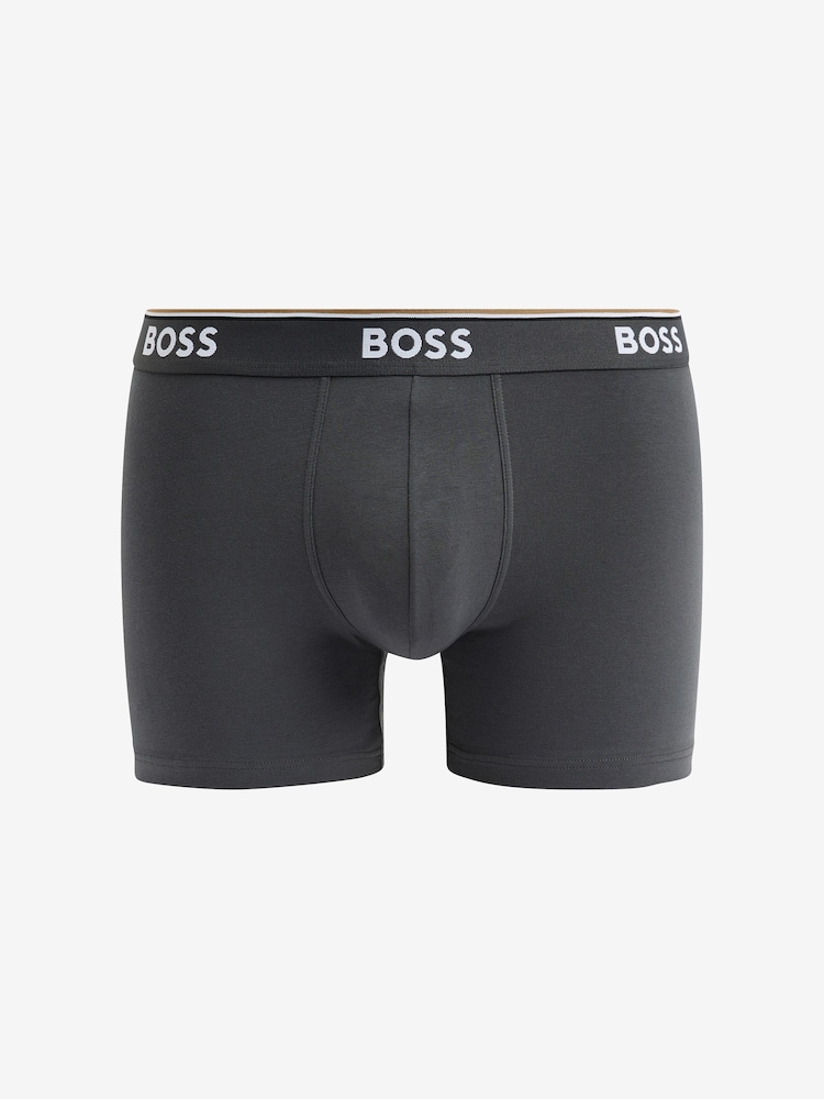 BOSS Blue/White Power Stretch Cotton 3 Pack Boxers - Image 3 of 11