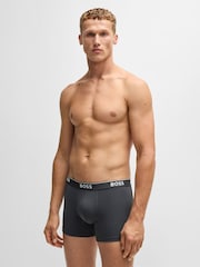 Бело-синяя - BOSS Power Stretch Cotton 3 Pack Boxers - Image 9 of 11