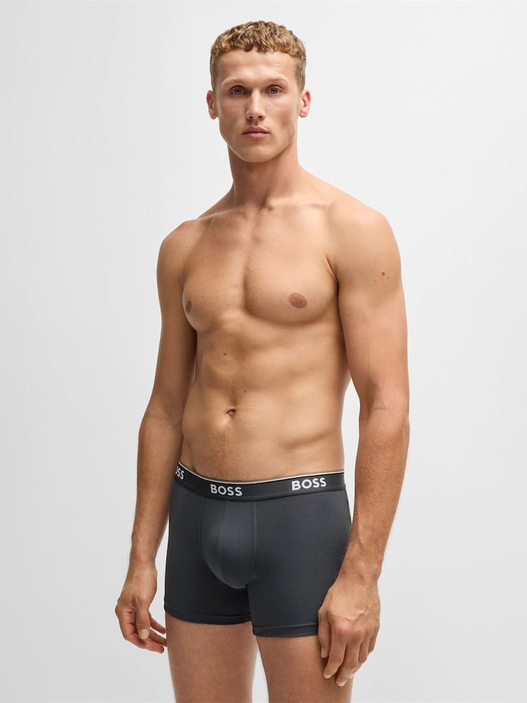 BOSS Blue/White Power Stretch Cotton 3 Pack Boxers - Image 9 of 11