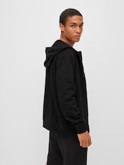 HUGO Black Regular Fit Cotton Hoodie In French Terry With Logo Label - Image 2 of 5