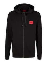 HUGO Black Regular Fit Cotton Hoodie In French Terry With Logo Label - Image 5 of 5