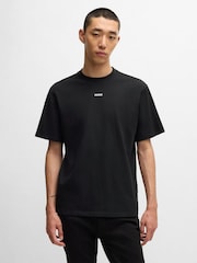 HUGO Black Relaxed Fit 100% Cotton T-Shirt With Logo Print - Image 1 of 5