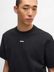 HUGO Black Relaxed Fit 100% Cotton T-Shirt With Logo Print - Image 3 of 5