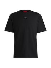 HUGO Black Relaxed Fit 100% Cotton T-Shirt With Logo Print - Image 5 of 5