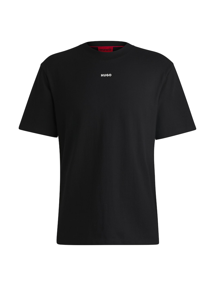 HUGO Black Relaxed Fit 100% Cotton T-Shirt With Logo Print - Image 5 of 5