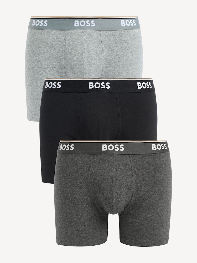 BOSS Grey Power Stretch Cotton 3 Pack Boxers - Image 1 of 11