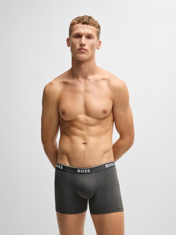 BOSS Grey Power Stretch Cotton 3 Pack Boxers - Image 2 of 11