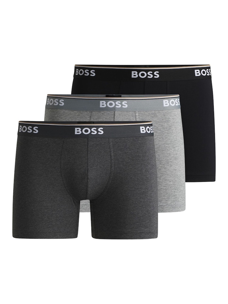BOSS Grey Power Stretch Cotton 3 Pack Boxers - Image 8 of 11