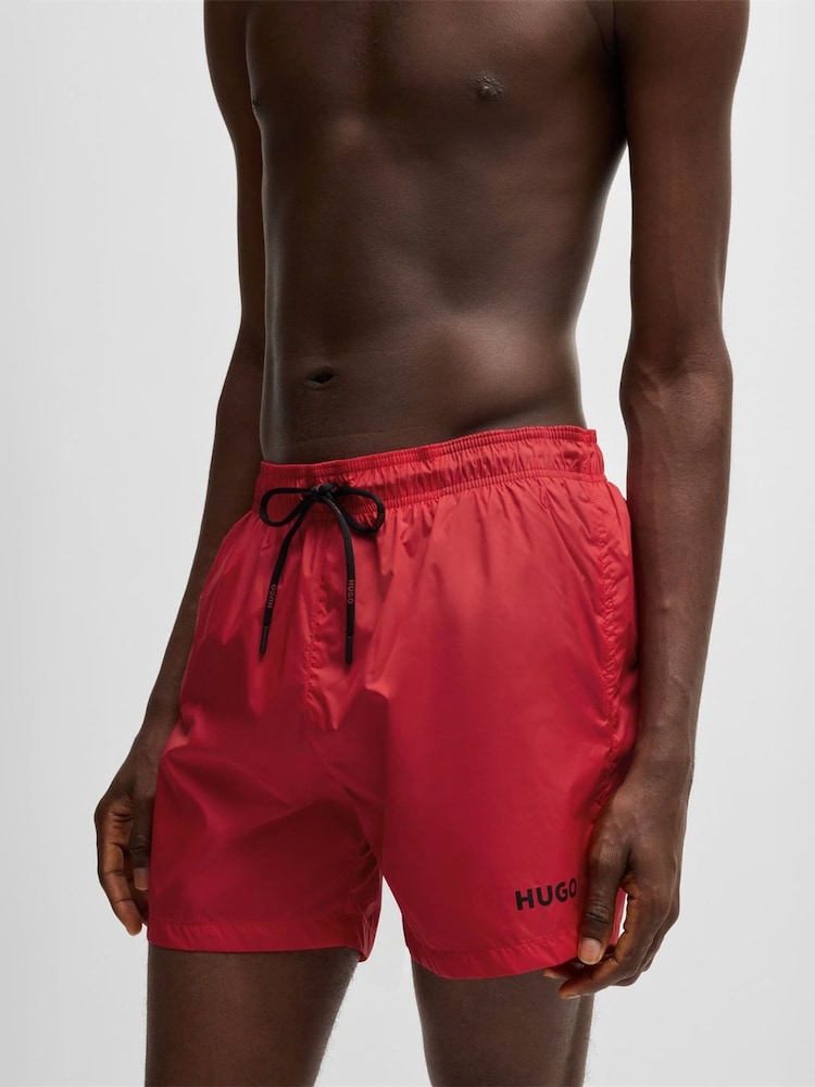 HUGO Pink Contrast Logo Lined Swim Shorts - Image 1 of 3