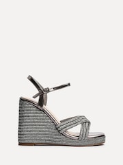 Linzi Silver Nikki Cross-Over Front Strap Wedges - Image 2 of 5