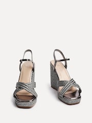 Linzi Silver Nikki Cross-Over Front Strap Wedges - Image 3 of 5