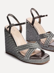 Linzi Silver Nikki Cross-Over Front Strap Wedges - Image 5 of 5