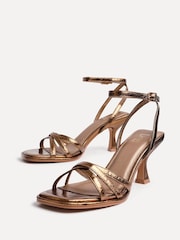 Linzi Bronze Faro Raffia Front Strappy Heels - Image 4 of 6
