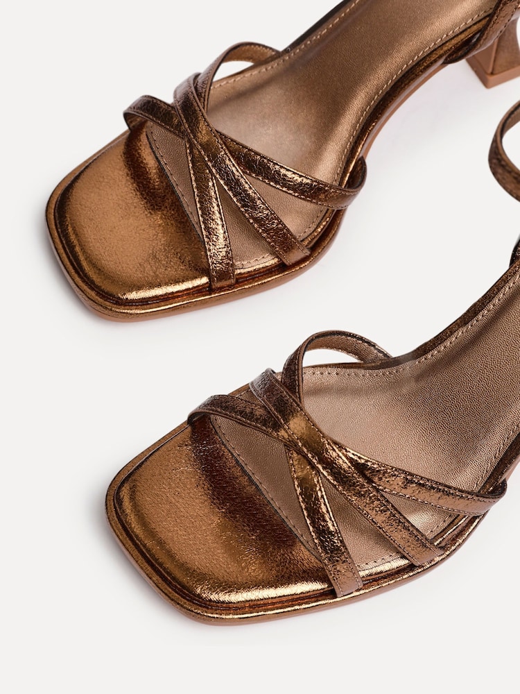 Linzi Bronze Faro Raffia Front Strappy Heels - Image 6 of 6