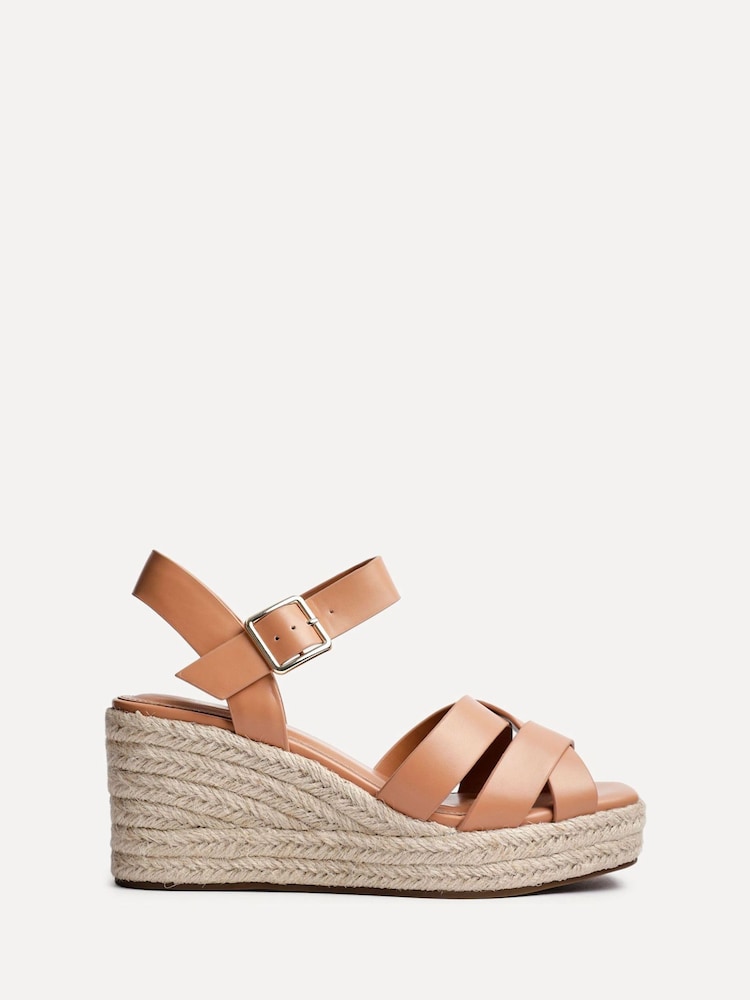 Linzi Brown Sheena Cross-Over Front Wedge Sandals - Image 2 of 5