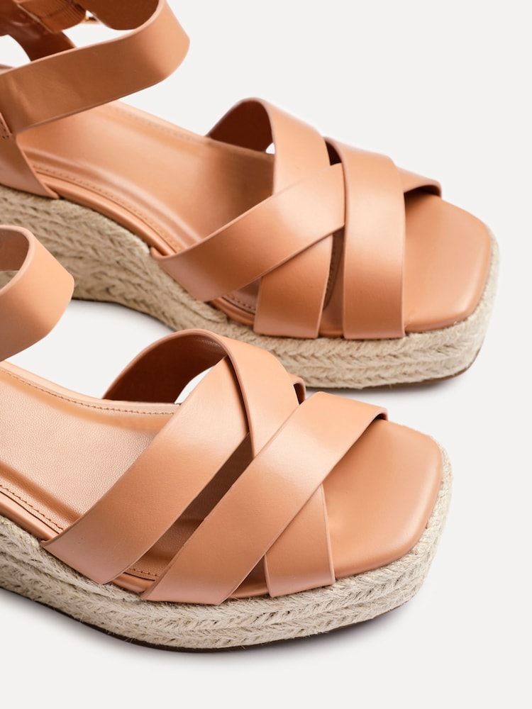 Linzi Brown Sheena Cross-Over Front Wedge Sandals - Image 4 of 5