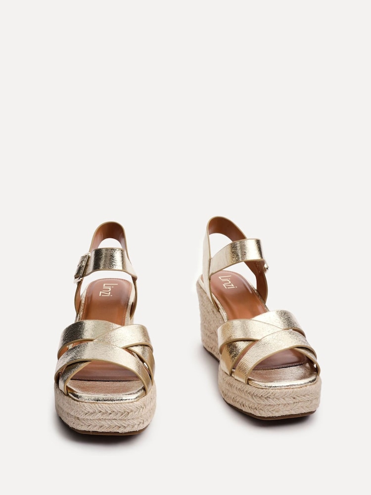Linzi Gold Sheena Cross-Over Front Wedge Sandals - Image 3 of 5