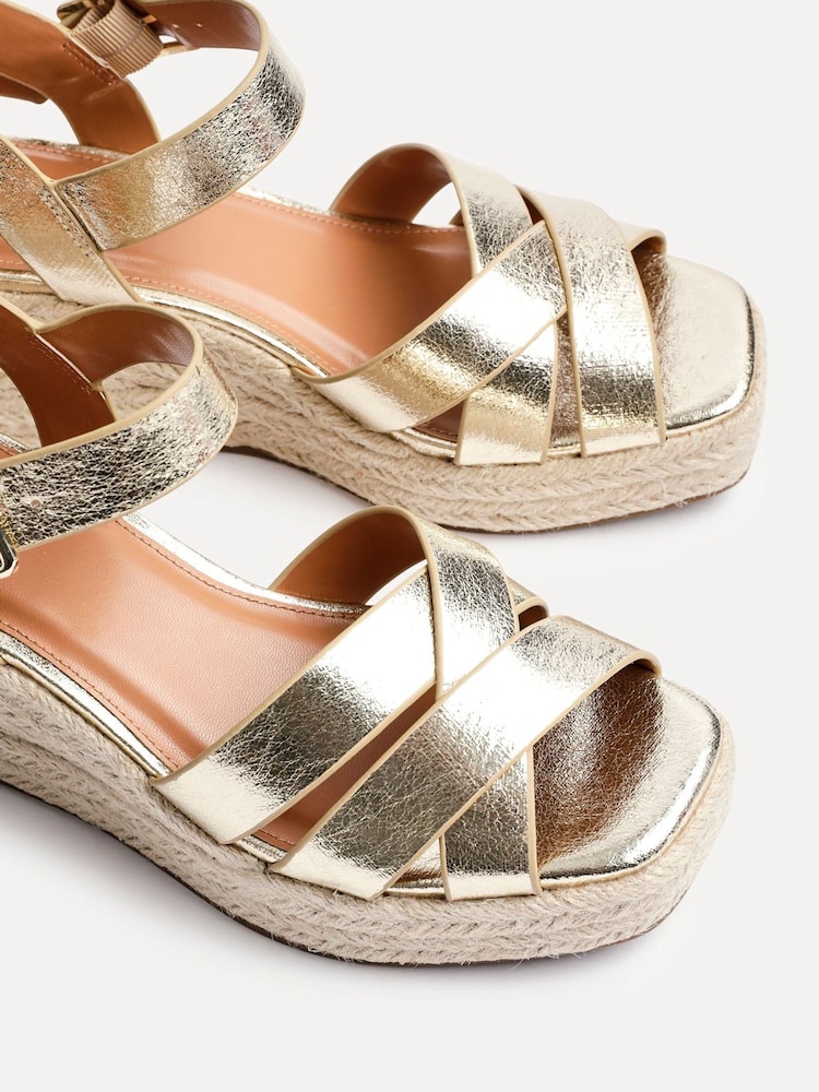 Linzi Gold Sheena Cross-Over Front Wedge Sandals - Image 4 of 5