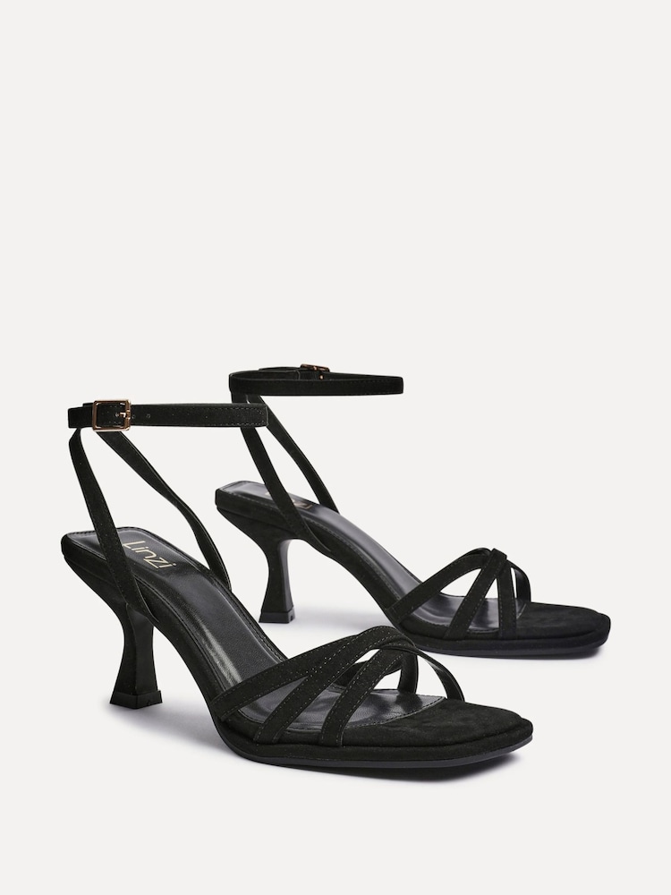Czarny - Linzi Faro Raffia Front Strappy Heels - Image 3 of 5