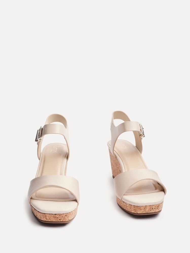 Linzi Natural Sierra PU Cork Wedge Sandals - Image 3 of 5