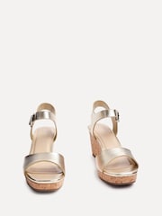 Linzi Gold Sierra PU Cork Wedge Sandals - Image 3 of 5