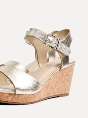 Linzi Gold Sierra PU Cork Wedge Sandals - Image 4 of 5